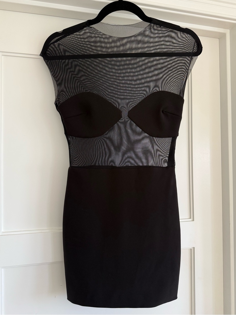 ZARA FW23 Contrast Tulle Sleeveless Bodycon Mini Dress in Black Womens S